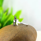 Raw Tourmaline Bar Ring: Sterling Silver Open Band, Green & Blue