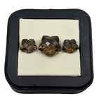 Smoky Quartz Gemstone Pair – Flower Cut, Deep Brown Matched Stones