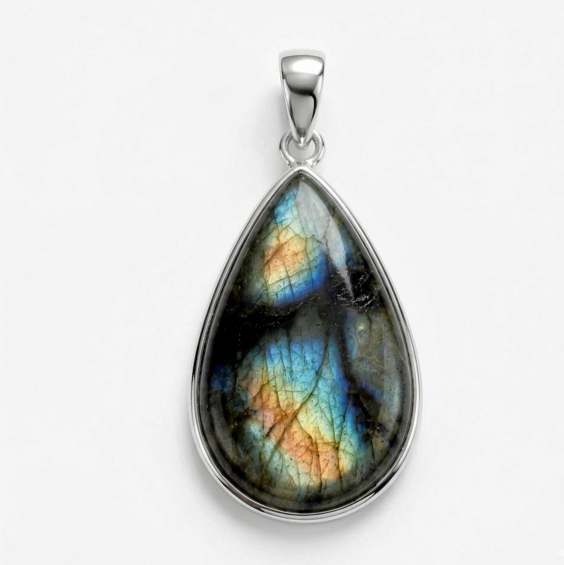 Labradorite Pendant: Sterling Silver Celestial Necklace