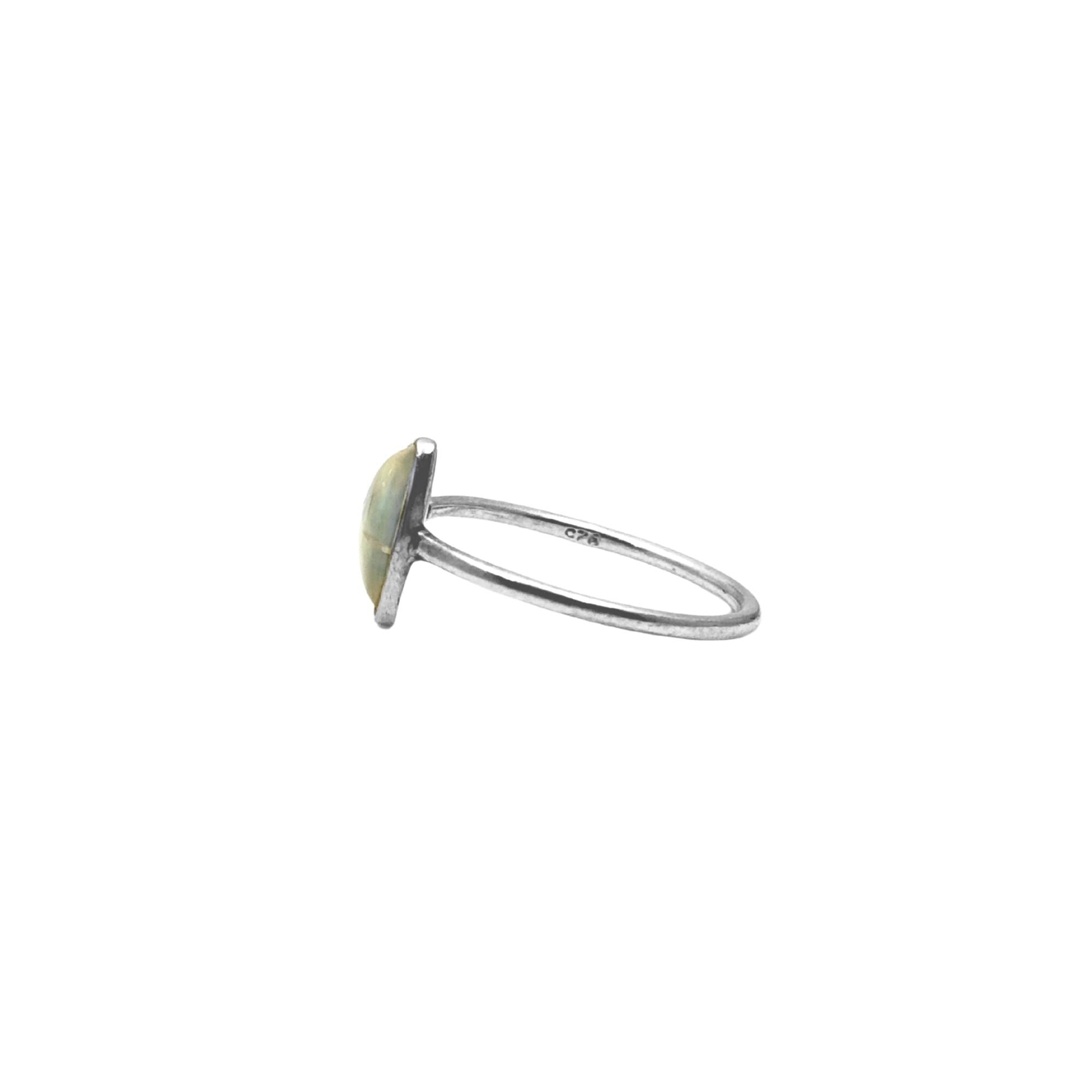 Handcrafted Trillion Blue Fire Opal Ring: Sterling Silver Statement Jewelry
