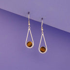 Tiger Eye Teardrop Earrings | Sterling Silver Boho Dangle Jewelry