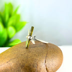 Raw Green Tourmaline Bar Ring: Adjustable Sterling Silver Boho Jewelry
