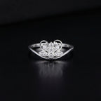 Sterling Silver Tiara Ring • Sparkling CZ Lotus Flower Band • Regal Filigree Motif