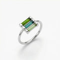 Raw Green Tourmaline Sterling Silver Ring: Handmade Open Band Jewelry