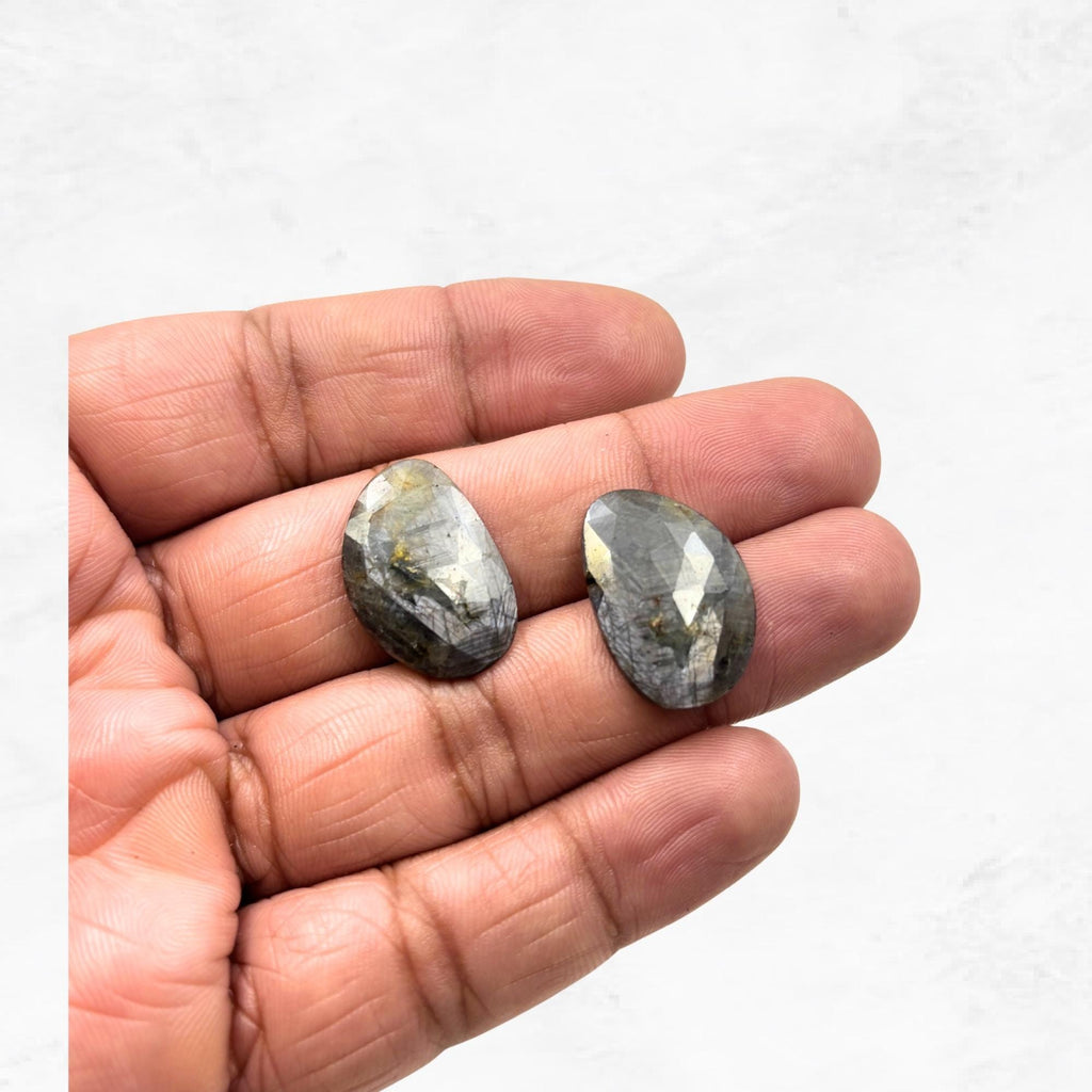 Untreated Sapphire Gemstone Pair: Rose Cut Slices for Jewelry