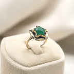 Green Onyx Star Ring: 925 Sterling Silver Celestial Jewelry