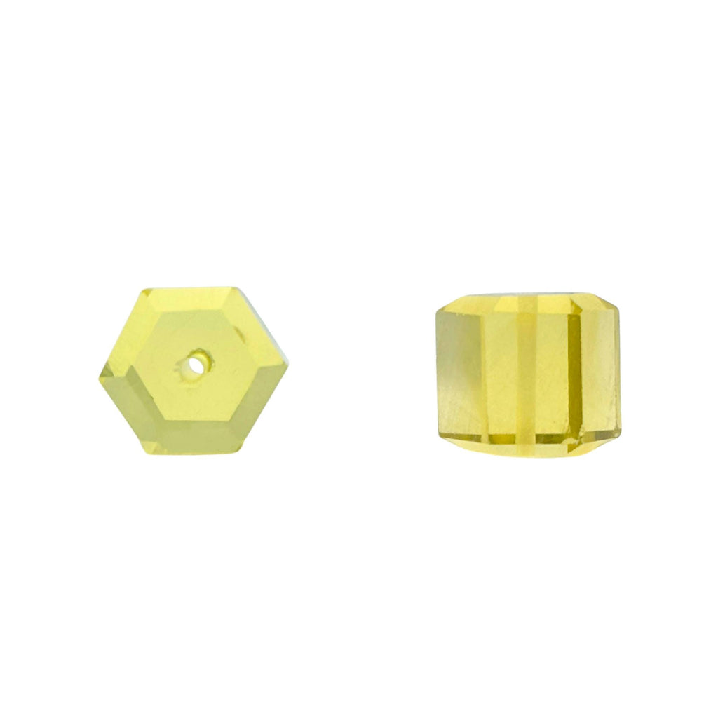 Lemon Quartz Beads Pair, Faceted Cube Dice, 10mm Gemstone