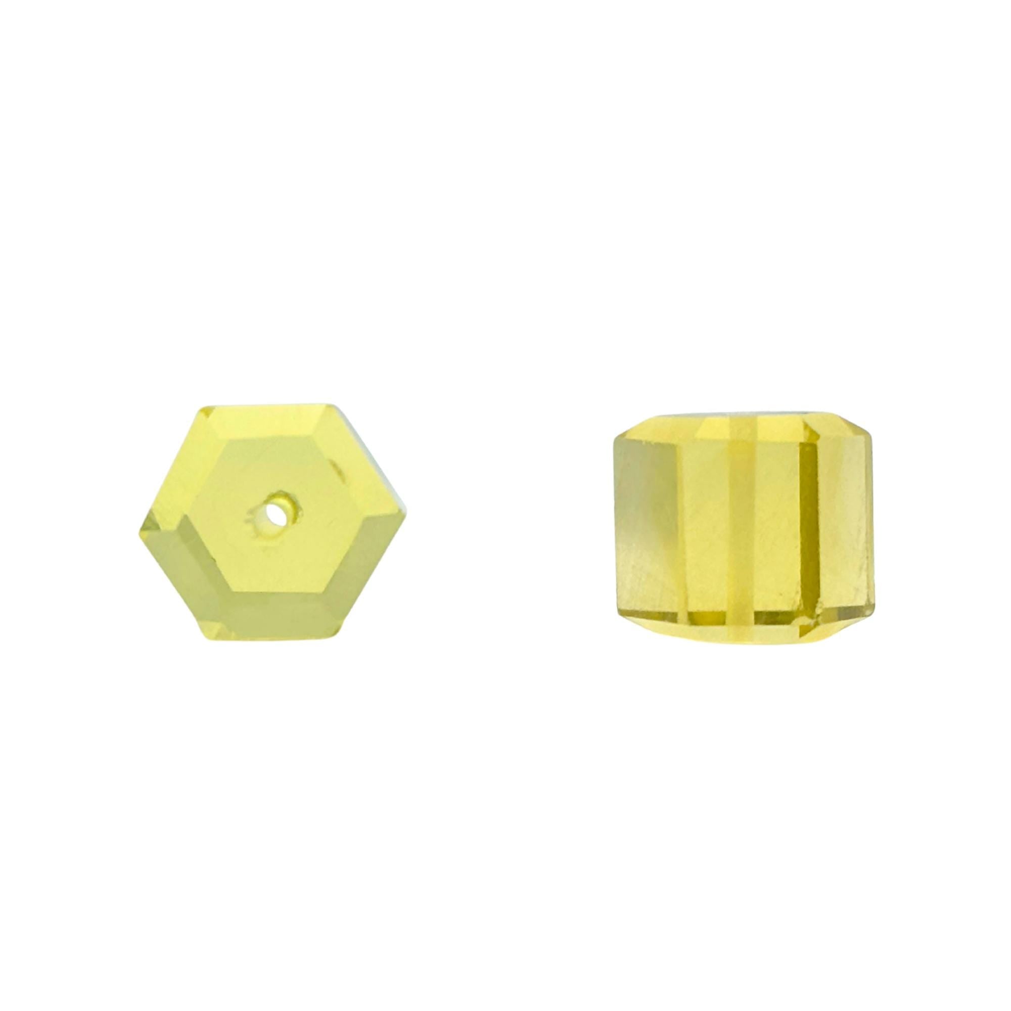 Lemon Quartz Beads Pair, Faceted Cube Dice, 10mm Gemstone