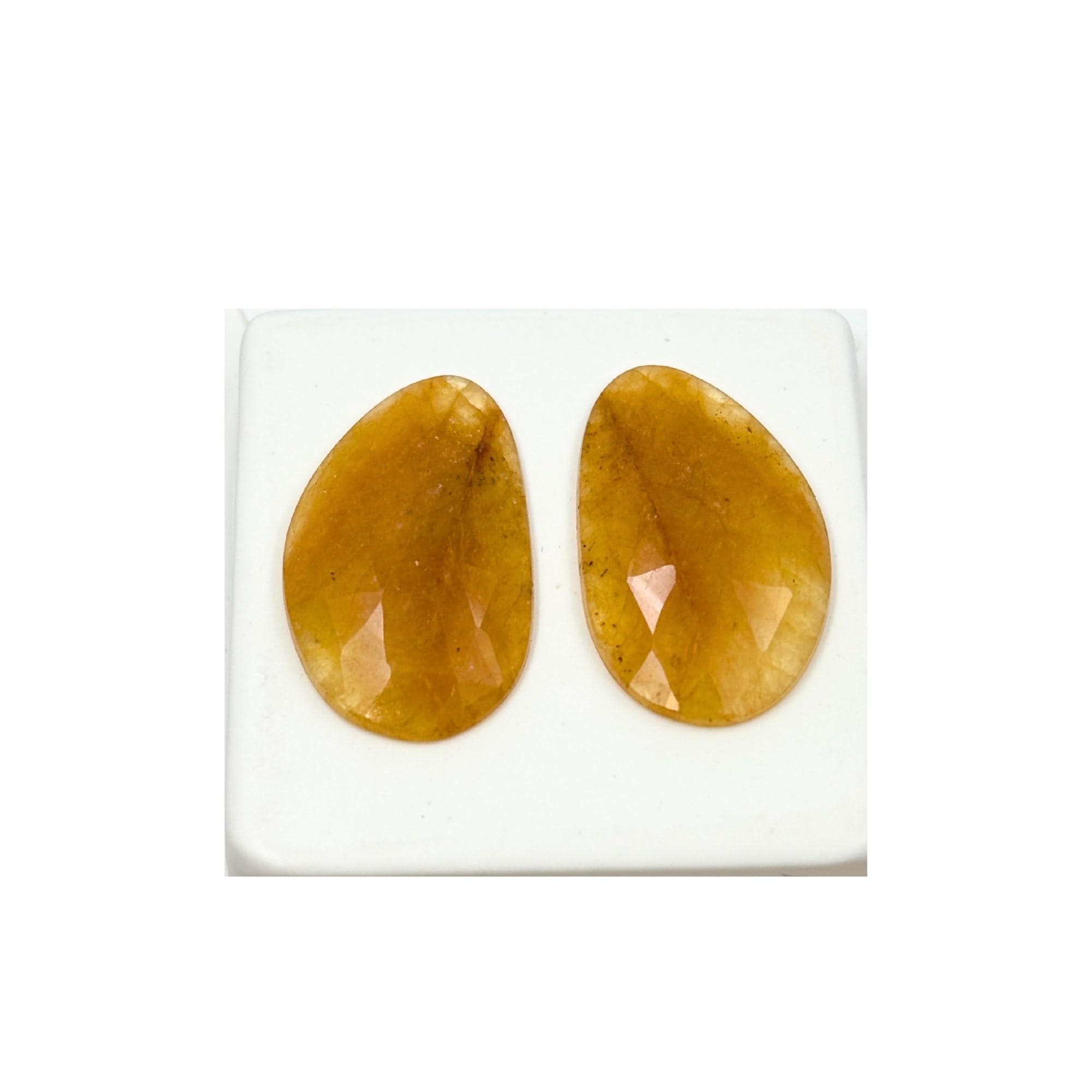 Untreated Sapphire Gemstone Slices: Rose Cut Pair, Flat Back