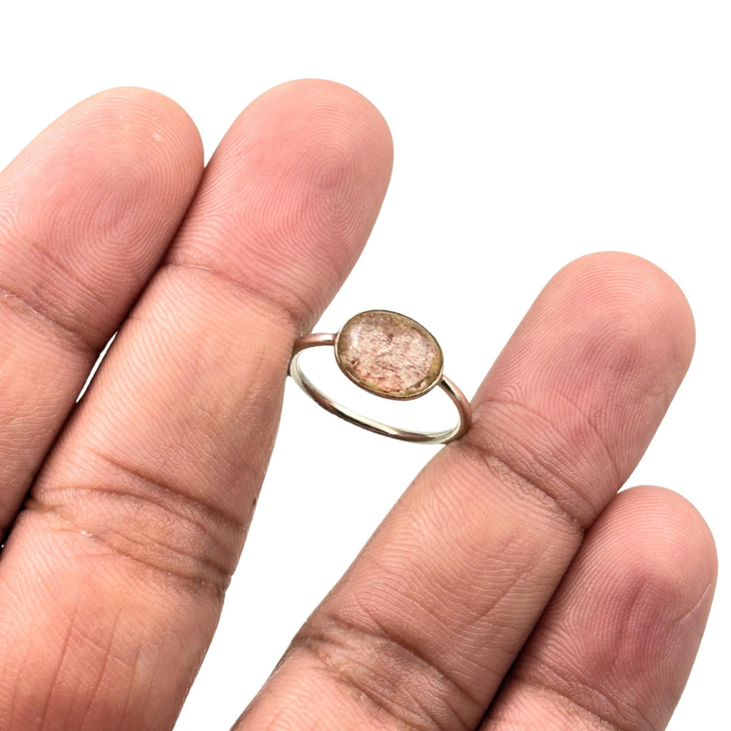 Strawberry Quartz Ring: 925 Sterling Silver, Handmade Pink Gemstone