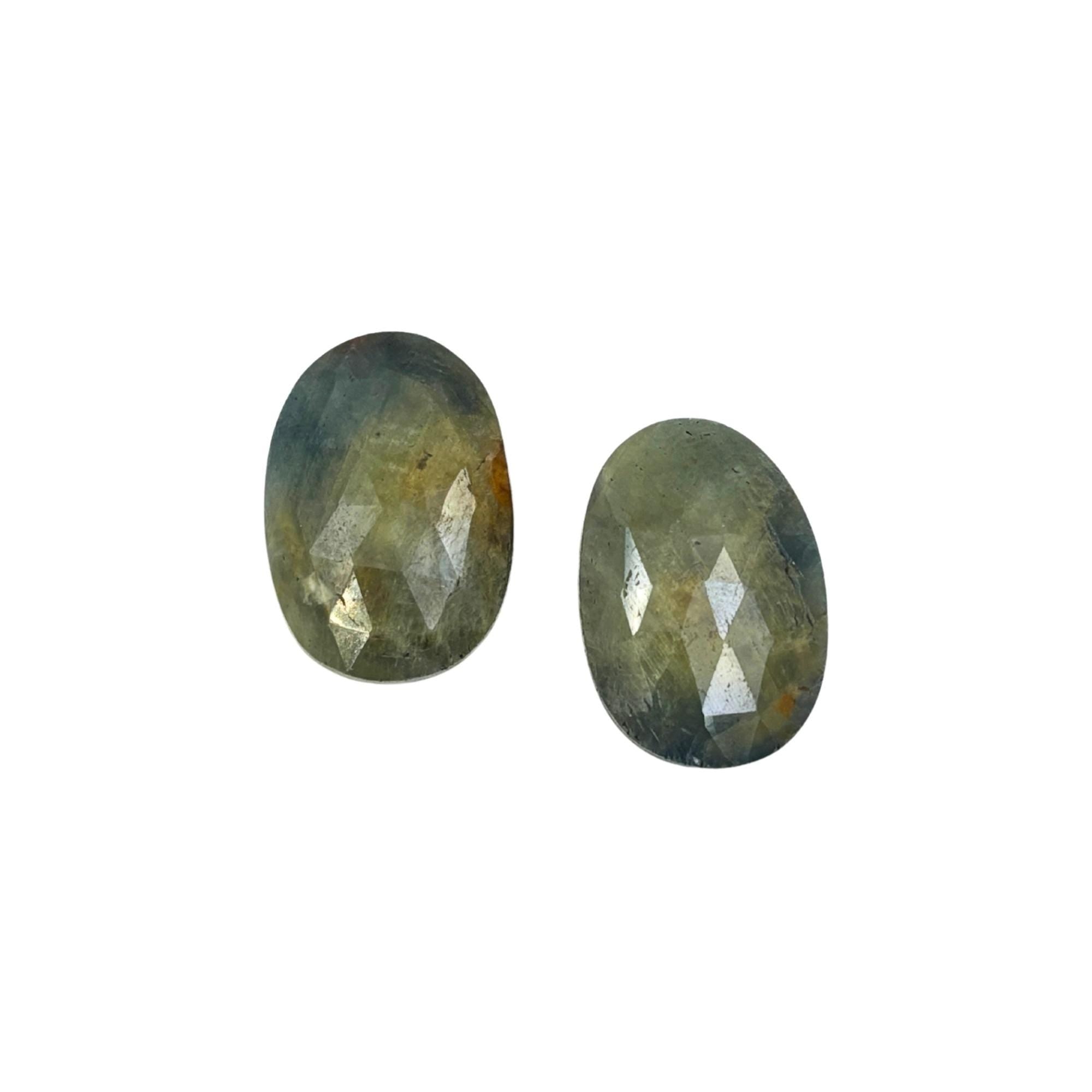Rose Cut Sapphire Slices: Untreated Gemstone Pair for Jewelry