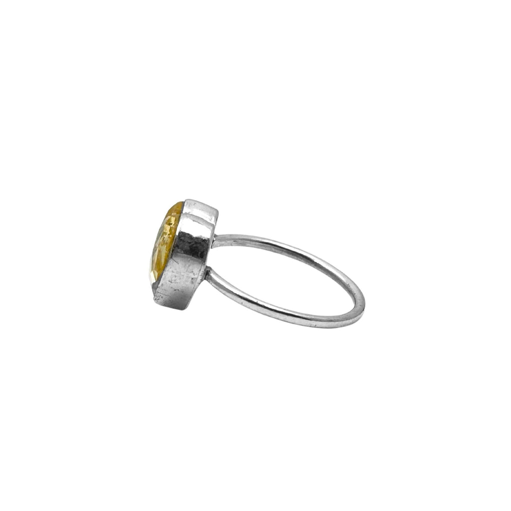 Citrine Heart Ring – 925 Sterling Silver, Faceted Yellow Gemstone, Handmade Promise or Statement Ring
