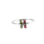 Watermelon Tourmaline Bar Sterling Silver Ring | Raw Gemstone Stacking Ring | Handmade Minimalist Statement Jewelry