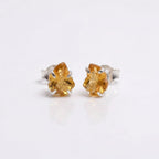 Leaf Cut Citrine Stud Earrings 925 Sterling Silver - November Birthstone Dainty Nature Design