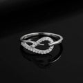 Sterling Silver CZ Knot Ring, Twisted Heart Bypass Band, Dainty Stacker Promise Ring