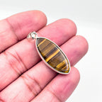 Tiger Eye Pendant Necklace, Handmade 925 Sterling Silver Necklace, Protection Jewelry, Healing Crystal Gift for Her