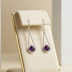 Amethyst Drop Earrings 925 Sterling Silver | Pan Gemstone Dangle | February Birthstone | Handmade Jewelry