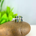 Raw Green Tourmaline Bar Ring: Sterling Silver October Birthstone