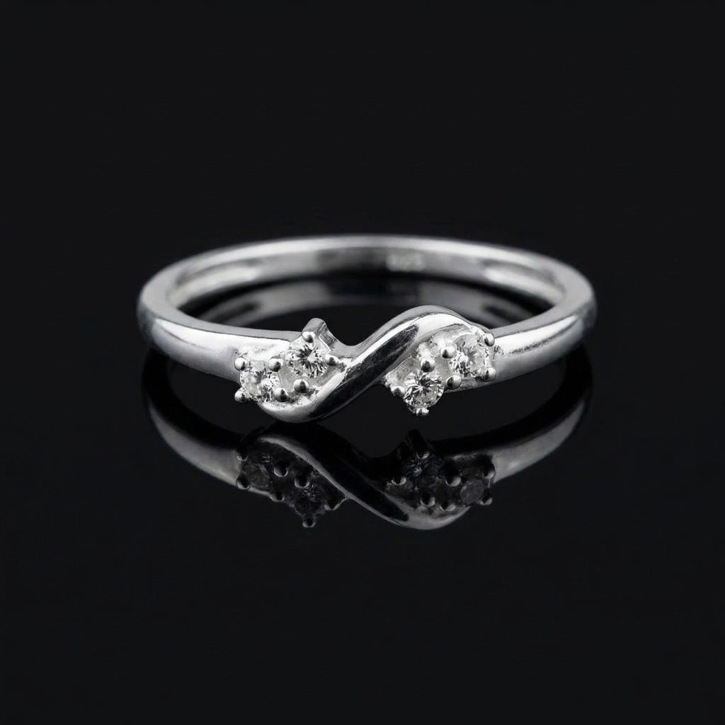 925 Sterling Silver Infinity Ring with CZ Diamonds – Dainty Stackable Band