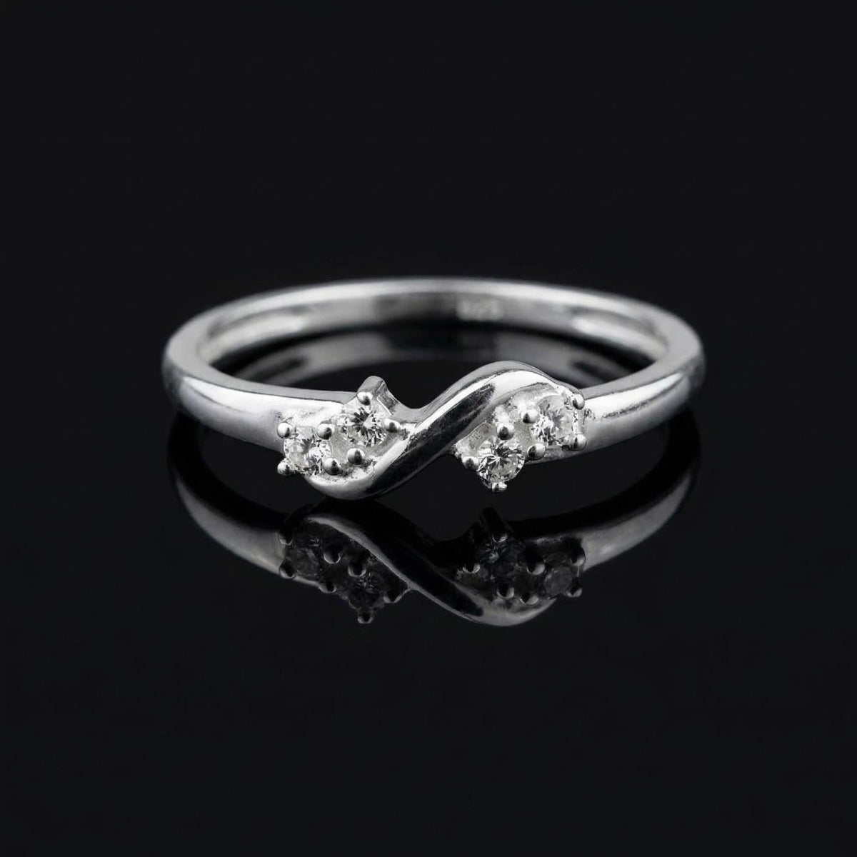 925 Sterling Silver Infinity Ring with CZ Diamonds – Dainty Stackable Band