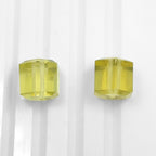 Lemon Quartz Beads Pair, Faceted Cube Dice, 10mm Gemstone