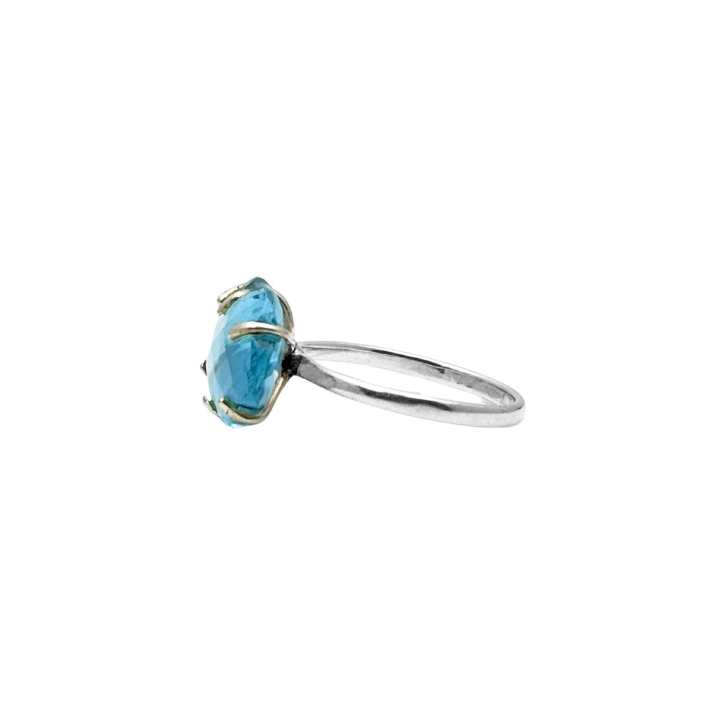Sterling Silver Cloud Blue Topaz Ring: Handmade Gemstone Statement
