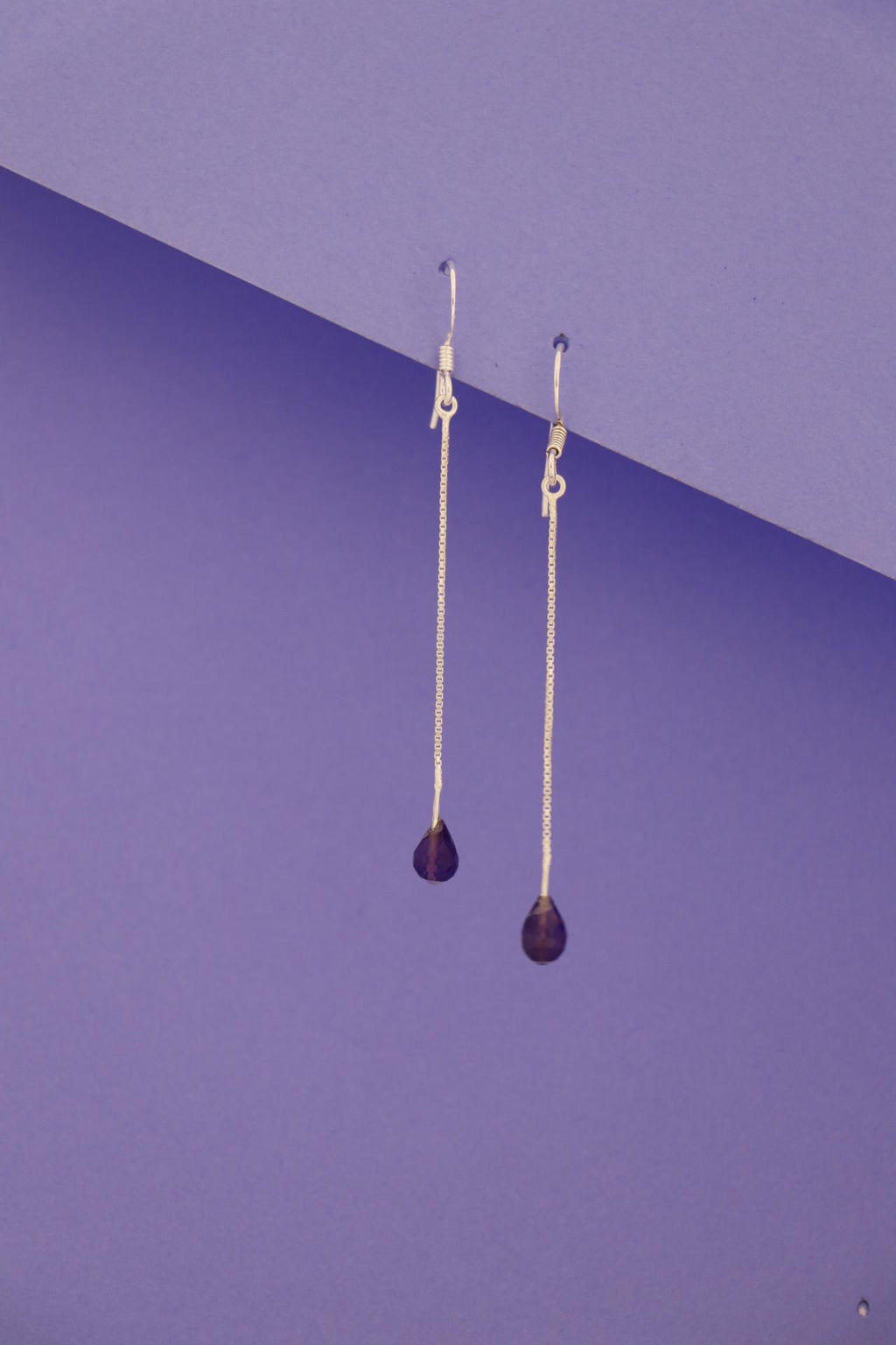 Amethyst Drop Earrings 925 Sterling Silver | Drop Gemstone Dangle | Gift for Her | Boho Jewelry