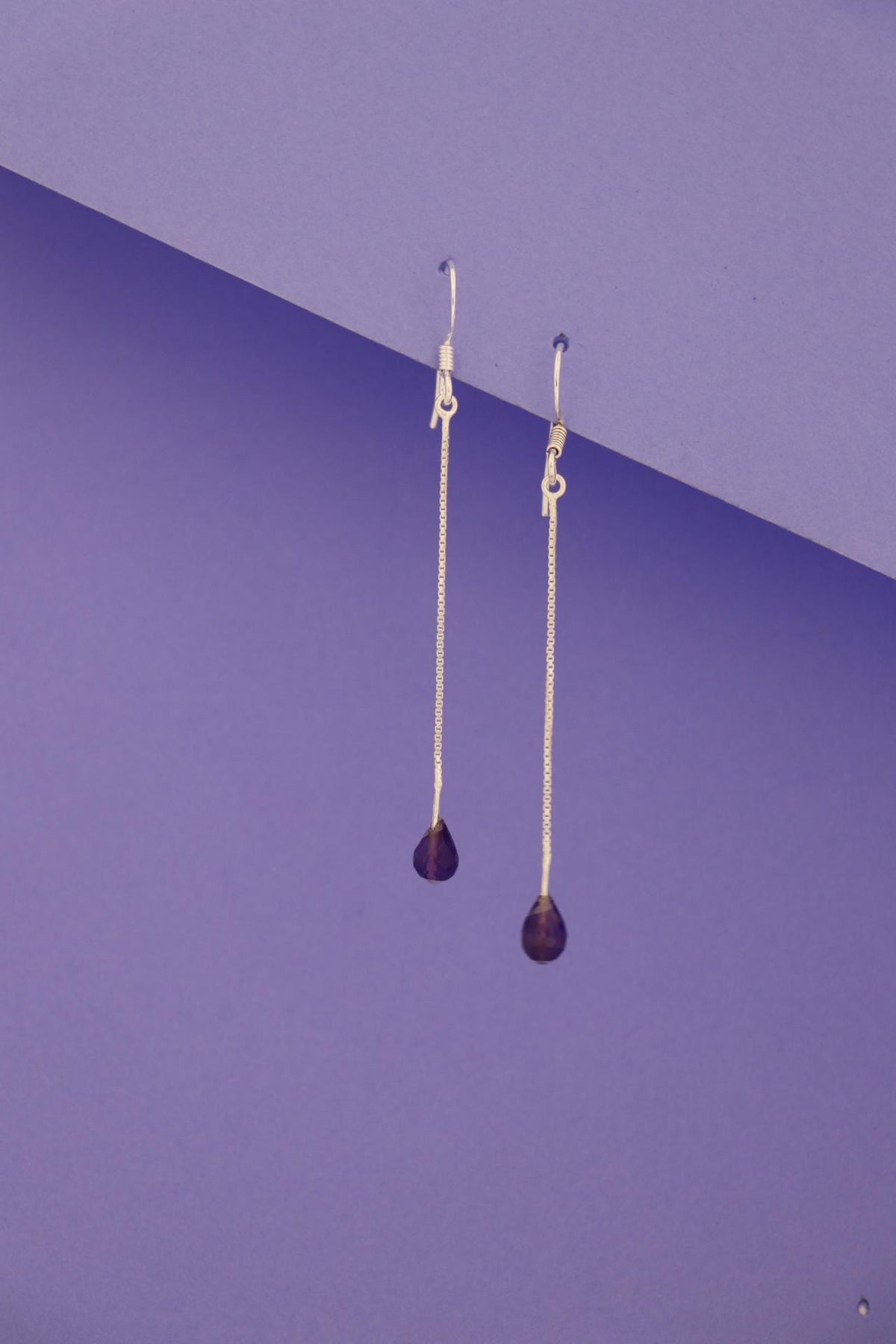 Amethyst Drop Earrings 925 Sterling Silver | Drop Gemstone Dangle | Gift for Her | Boho Jewelry