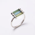 Raw Green Tourmaline Sterling Silver Ring: Handmade Open Band Jewelry