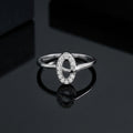 925 Sterling Silver Oval CZ Ring, Open Band, Dainty Cubic Zirconia, Stackable Modern Jewelry