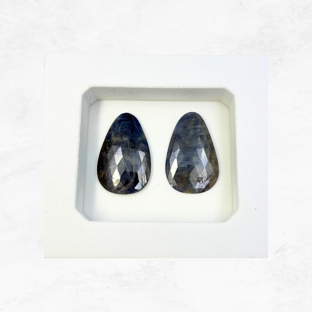 Rose Cut Sapphire Slices: Untreated Gemstone Pair for Jewelry