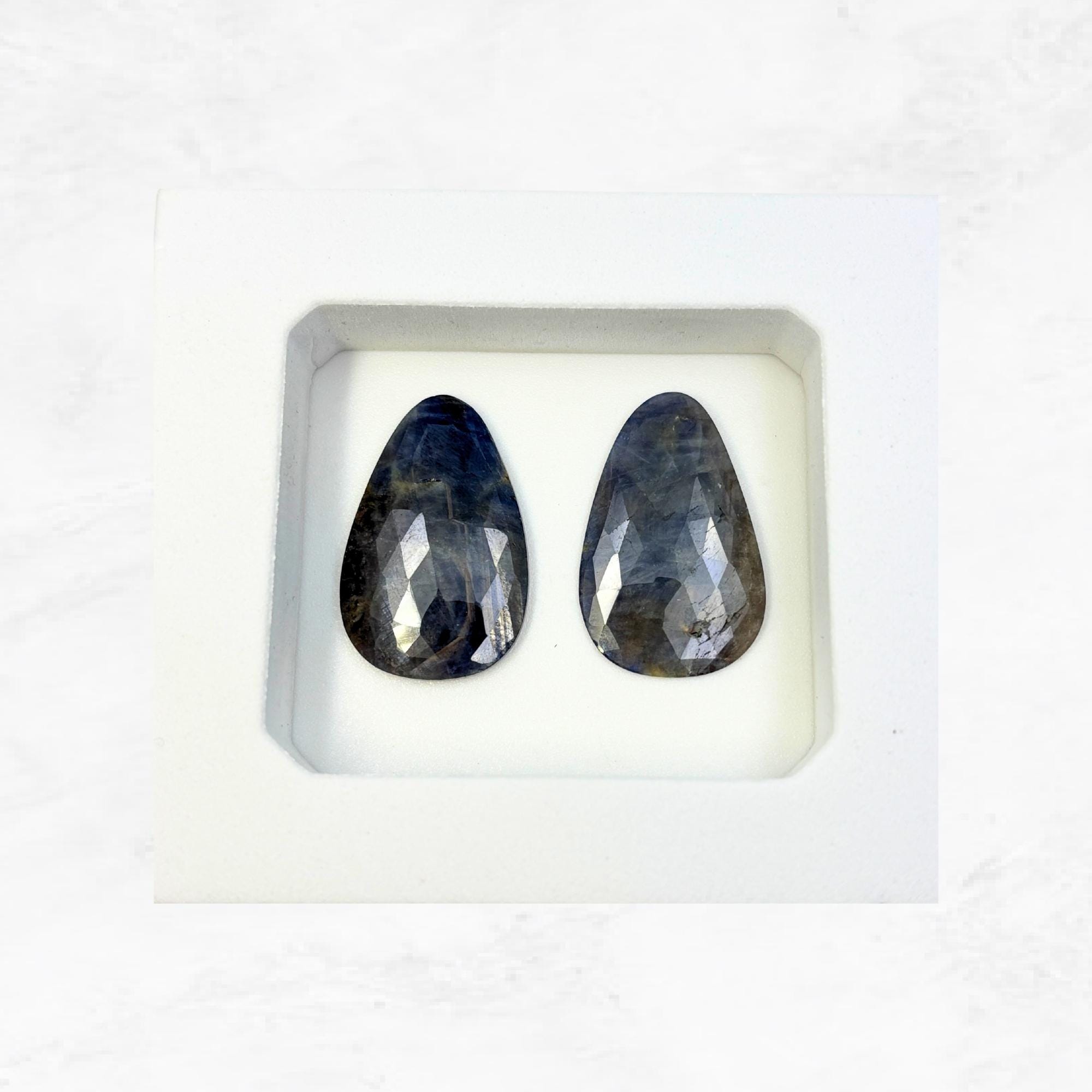 Rose Cut Sapphire Slices: Untreated Gemstone Pair for Jewelry