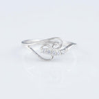 Silver CZ Swirl Leaf Ring, Minimalist Nature Inspired Open Band Jewelry