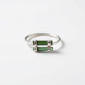 Raw Green & Blue Tourmaline Sterling Silver Ring: Modern Stacking Jewelry