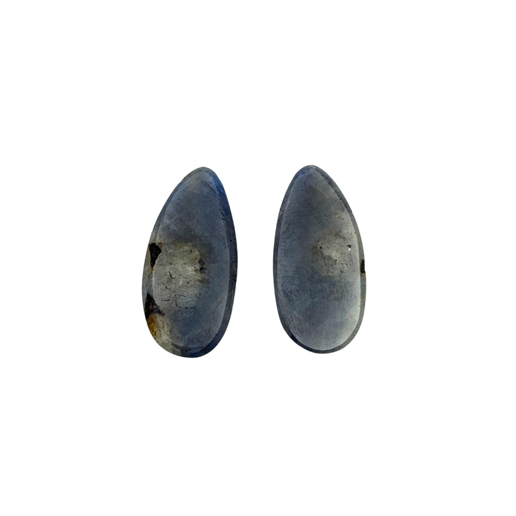Rose Cut Sapphire Slices: Natural Untreated Gemstone Pair for Jewelry
