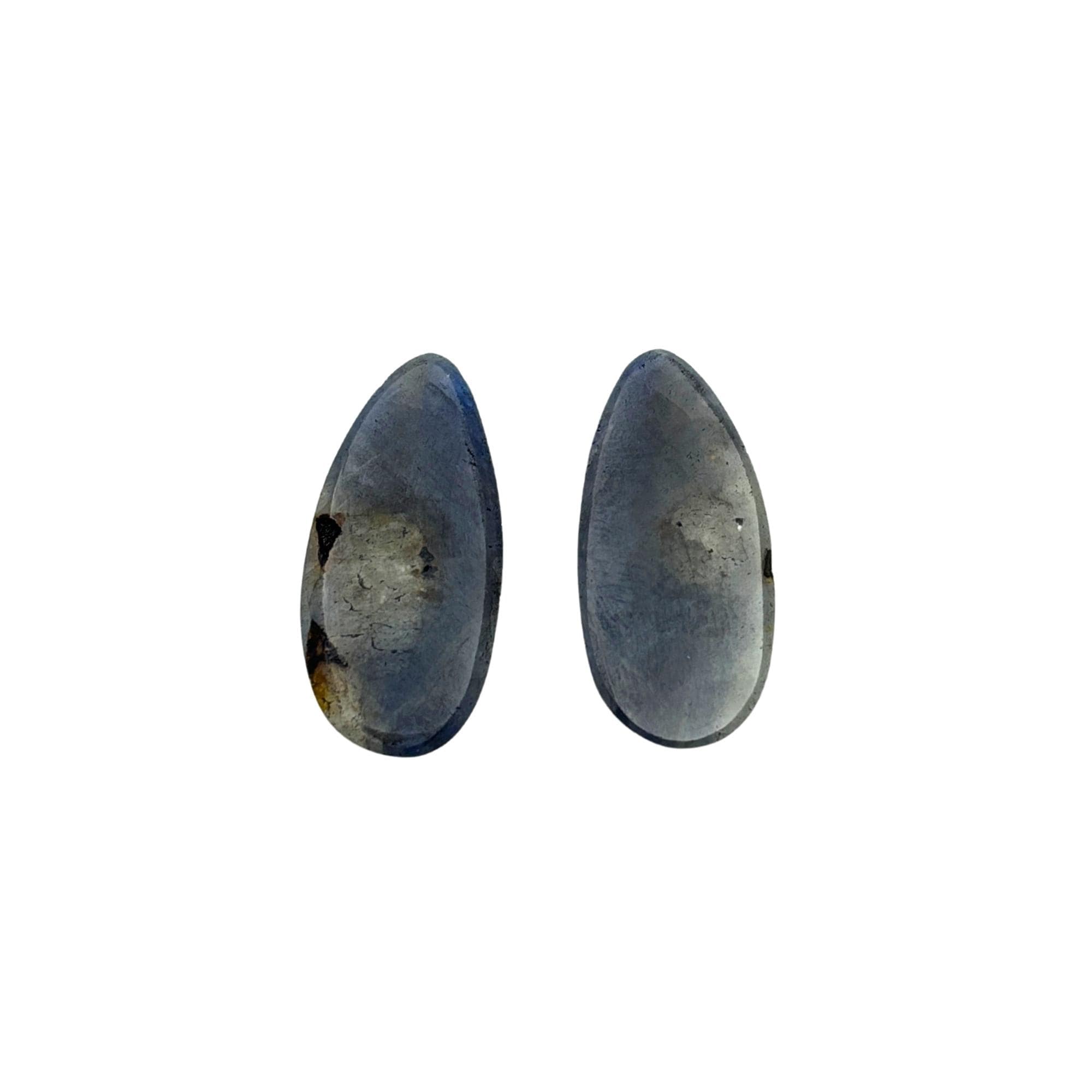 Rose Cut Sapphire Slices: Natural Untreated Gemstone Pair for Jewelry