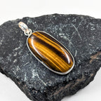 Tiger Eye Pendant Necklace, 925 Sterling Silver Golden Brown Crystal Pendant, Boho Gemstone Jewelry Gift for Her