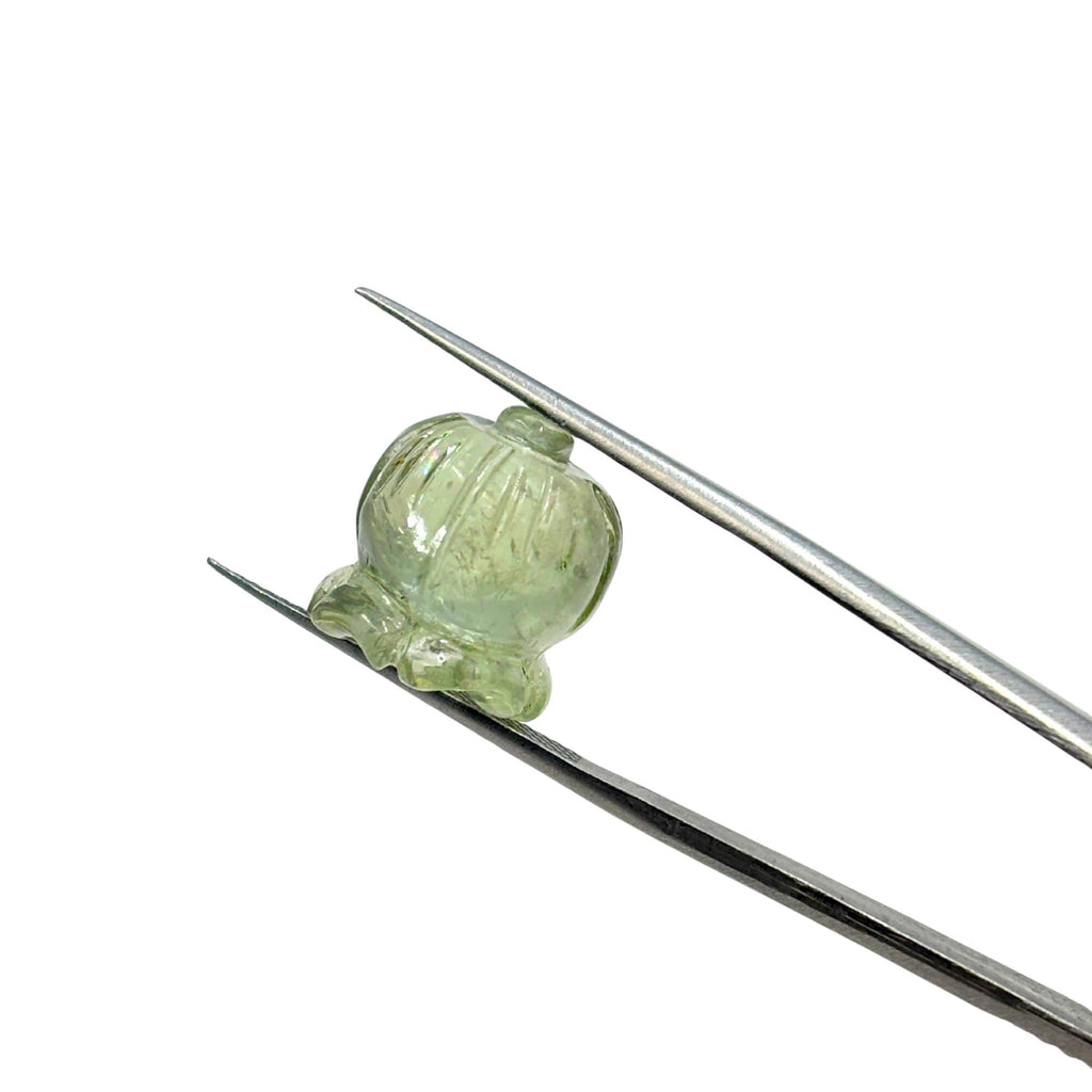 Hand-Carved Green Amethyst Lotus Gemstone, Prasiolite Carving
