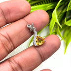 Citrine Trillion Pendant – Sterling Silver CZ Flower Drop, November Birthstone