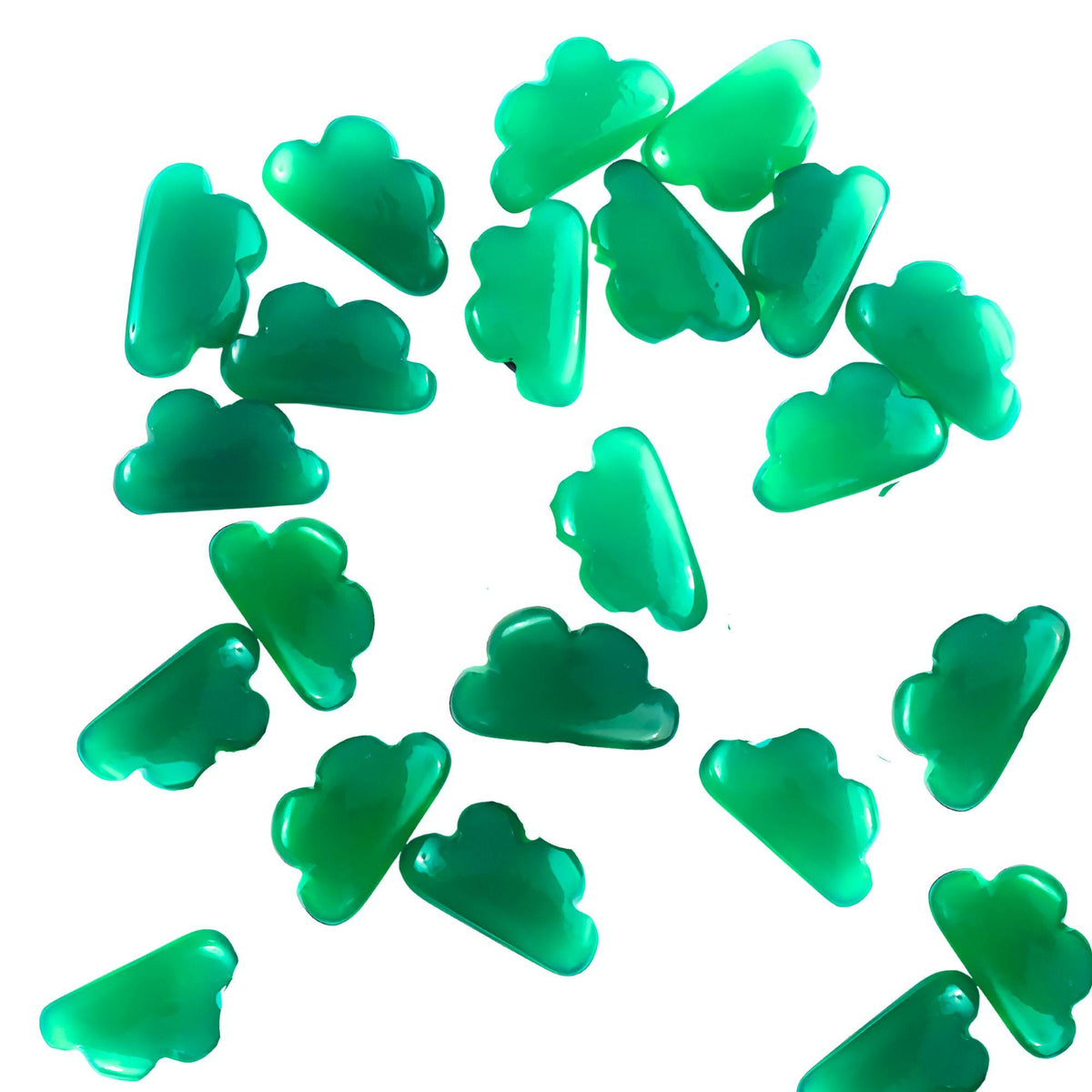 AAA Green Onyx Cloud Charms, Carved Gemstone Beads (5 Pcs)