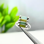 Raw Green Tourmaline Bar Ring: Sterling Silver October Birthstone