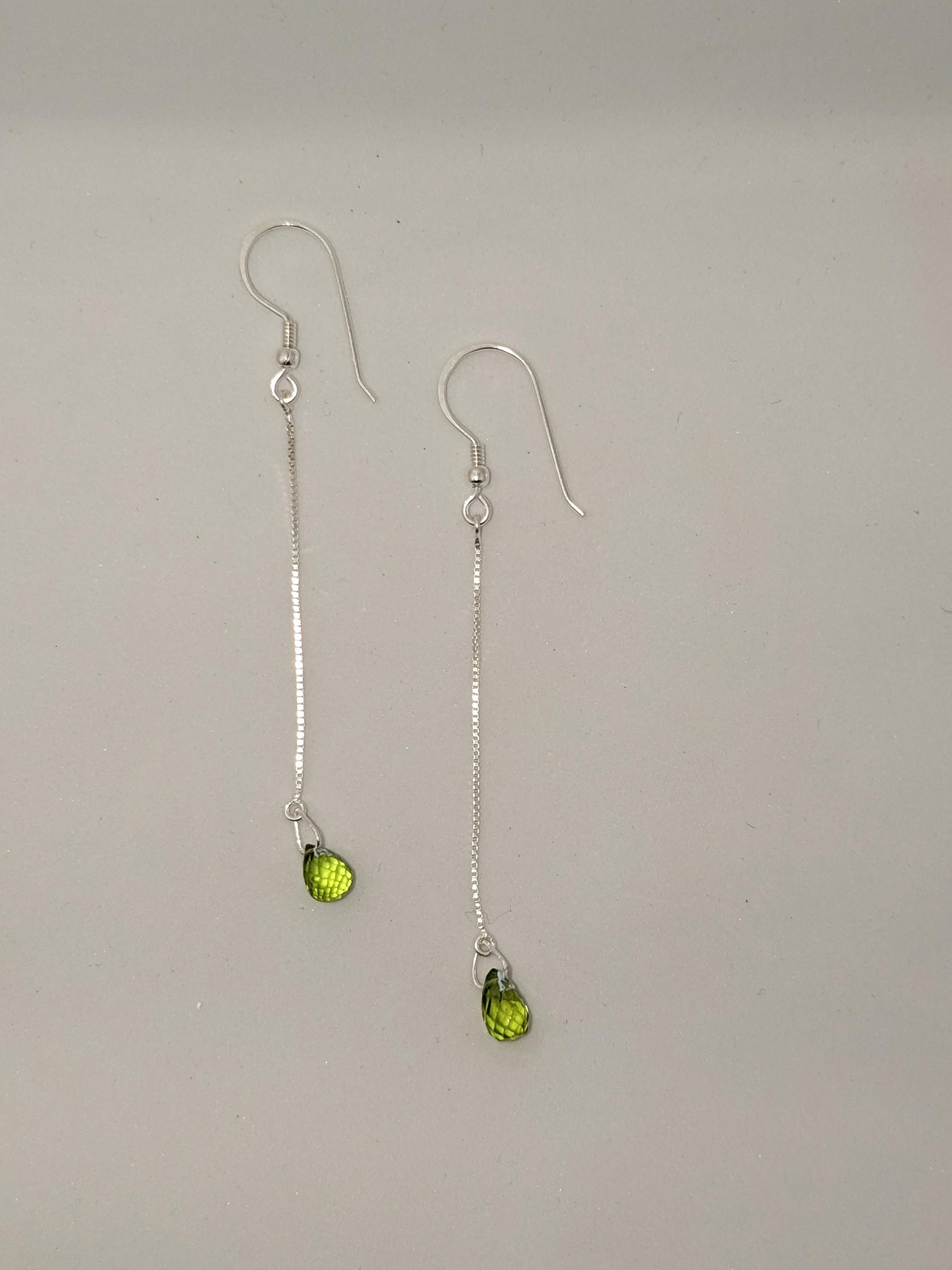 Peridot Drop Earrings 925 Sterling Silver | Drop Gemstone Dangle | Gift for Her | Boho Jewelry