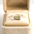 Raw Multi-Tourmaline Bar Sterling Silver Ring | Handmade Gemstone Stacking Ring | Minimalist Open Band Jewelry