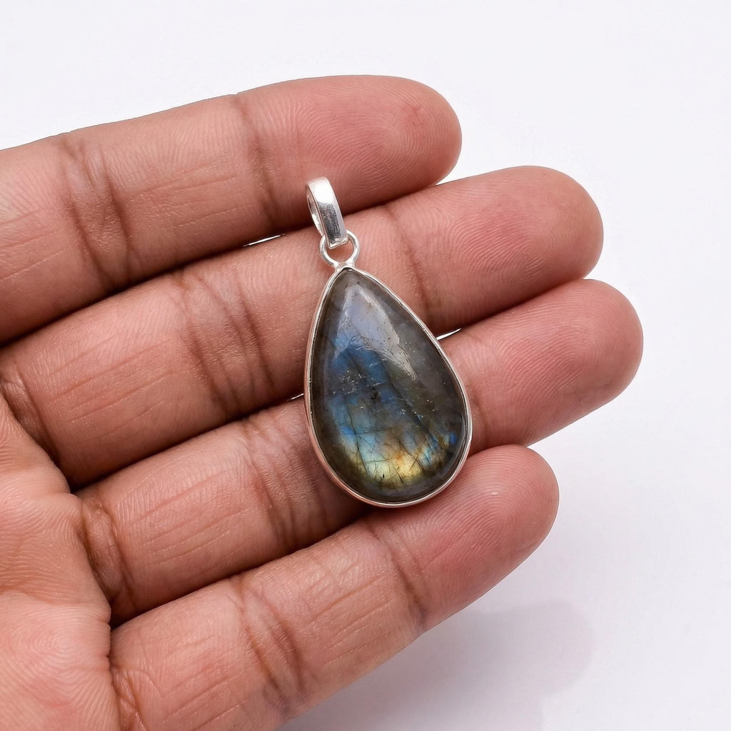 Labradorite Pendant: Sterling Silver Celestial Necklace