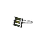 Raw Green Tourmaline Bar Ring: Sterling Silver Stacking Gemstone