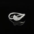 Sterling Silver CZ Wave Ring, Pavé Crescent Dainty Band, Stackable Jewelry
