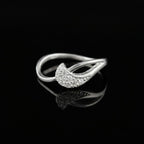 Sterling Silver CZ Wave Ring, Pavé Crescent Dainty Band, Stackable Jewelry