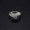 Sterling Silver CZ Wing Ring, Pavé Leaf Band, Boho Stacking Jewelry