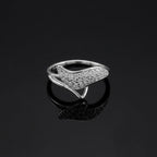 Sterling Silver CZ Wing Ring, Pavé Leaf Band, Boho Stacking Jewelry