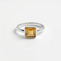 Sterling Silver Cushion Citrine Ring: Handmade Minimalist Gemstone
